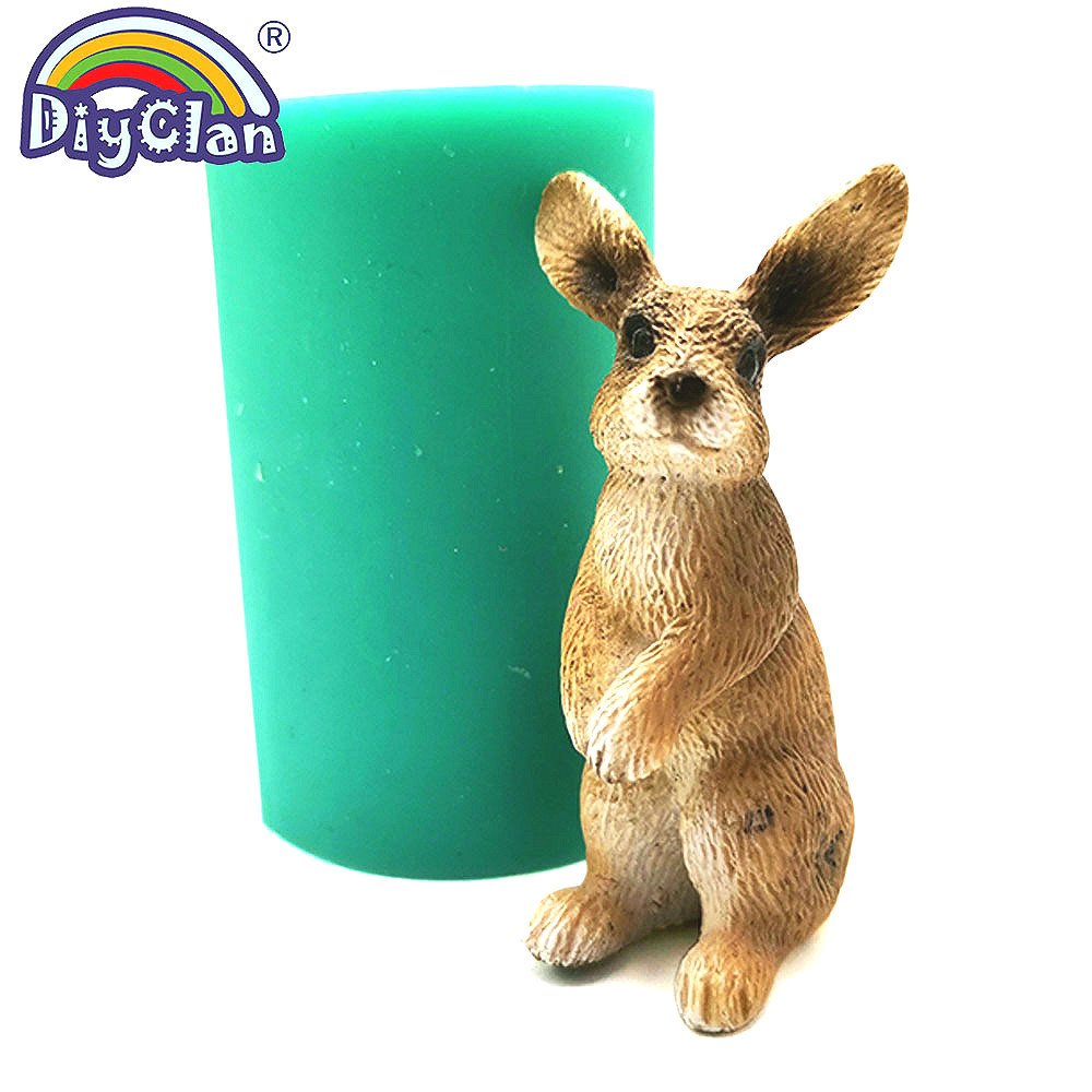 Bunny Cake Mold - 3D-Simulations-Kaninchen-Silikonform für Kuchendekoration, Osterhase, Kerzenherstellung, Tierform,