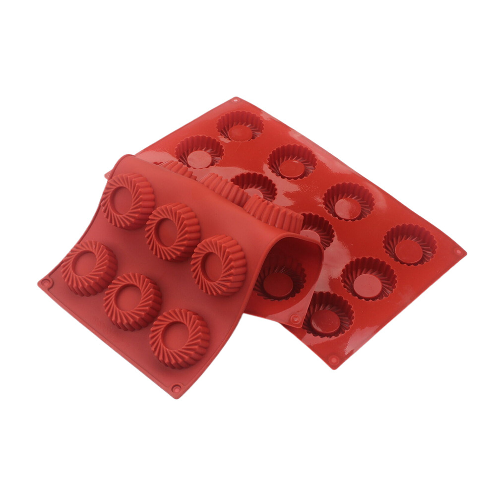 Donut Mold Silicone - 12-Loch Kreisförmige Wirbel-Form Silikon-Kuchenform DIY Mousse