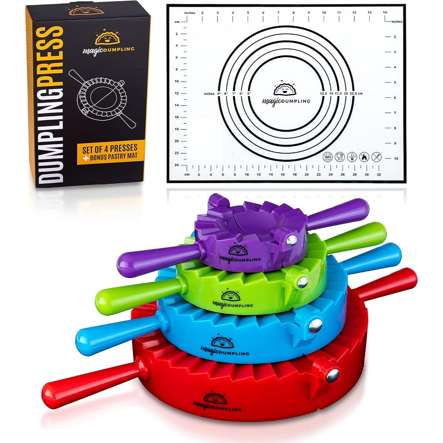 Momo Mold Press - Teigtaschen-Formen-Set, 4-teilig - Form für Ravioli,