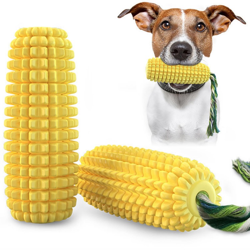 Corn Dog Stick - Quietschender Corn Dog Zahnbürsten-Kauknochen: Langlebiges interaktives