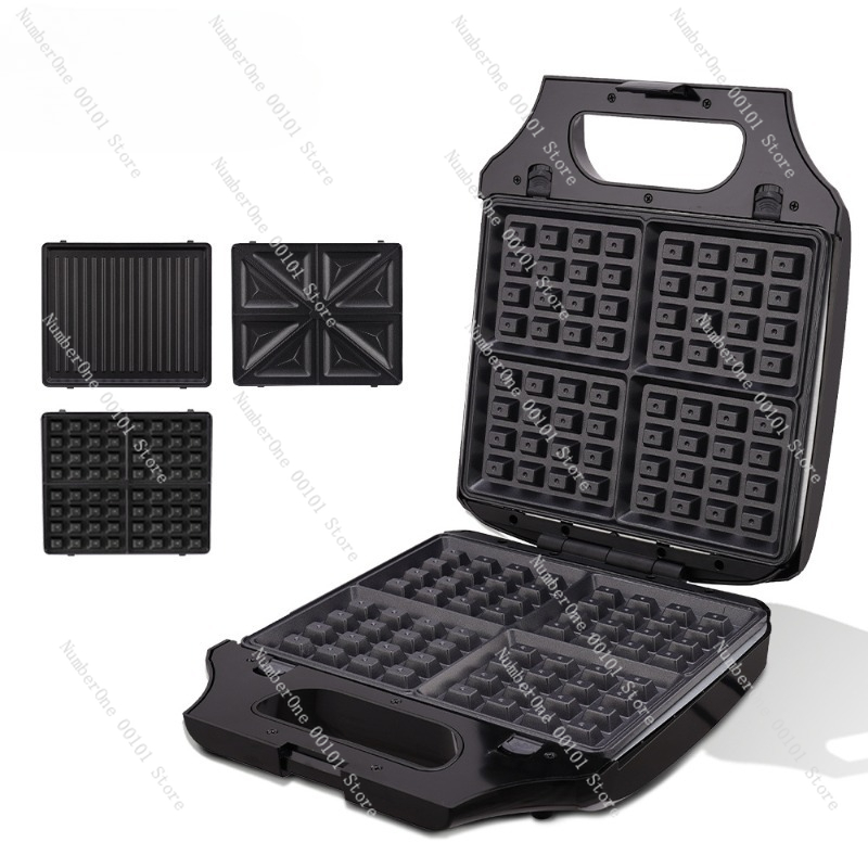 Waffle Cone Maker - Haushalts-Multifunktionsgerät 3-in-1 Elektrische Kuchenpfanne Waffel-Ei-Kegel-Sandwich-Frühstücksmacher