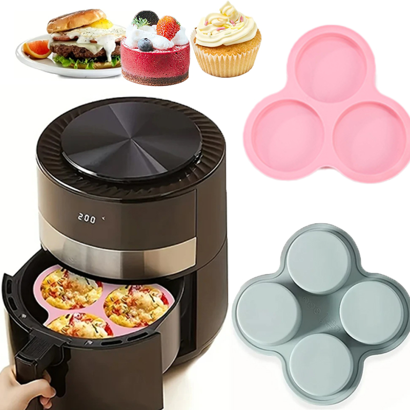 Egg Waffle Pan - Wiederverwendbare Silikon-Eiform für Luftfritteusen, 3/4 Hohlräume,