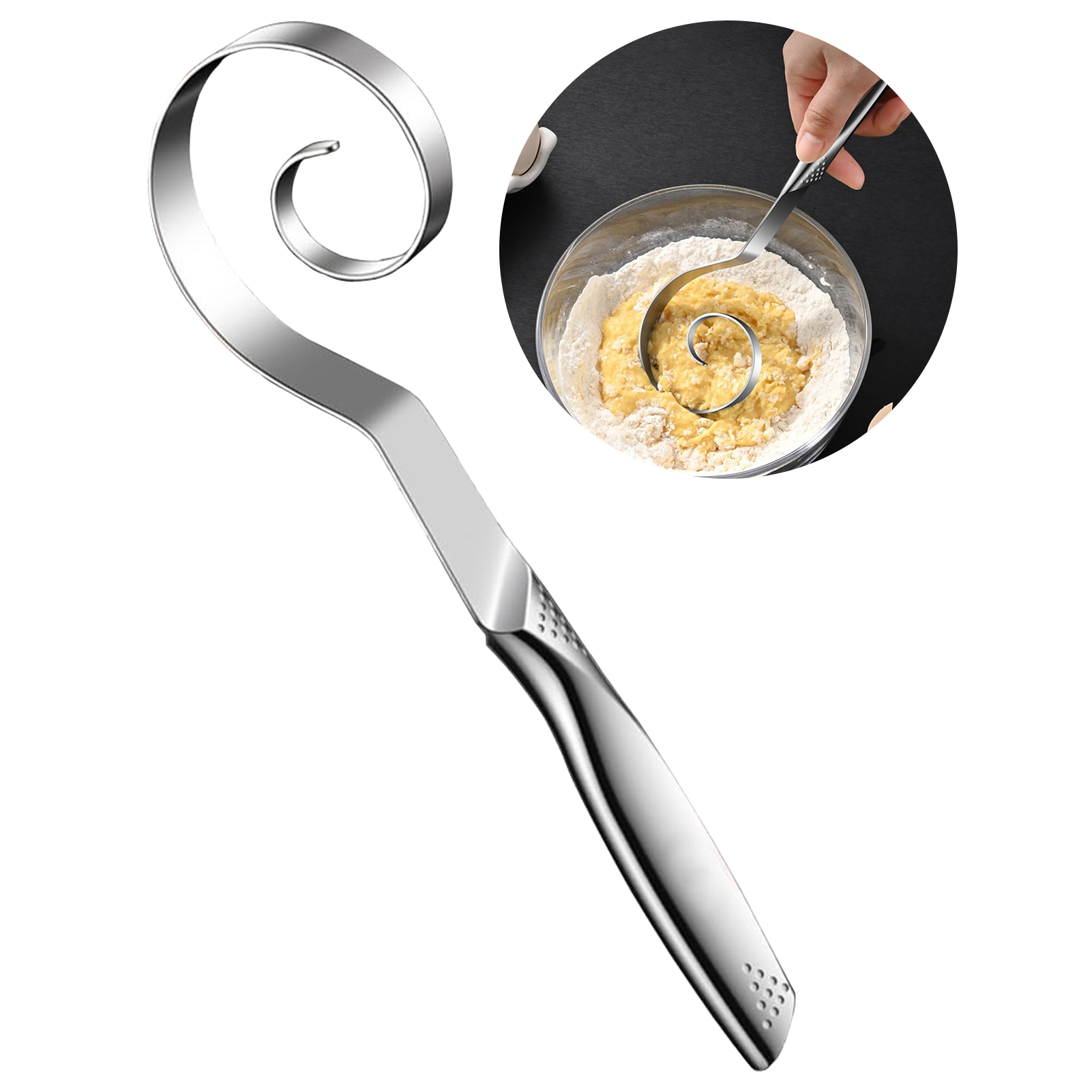 Danish Pancake Pan - Dänischer Teigbesen aus Edelstahl, handgehaltener Brotmixer,