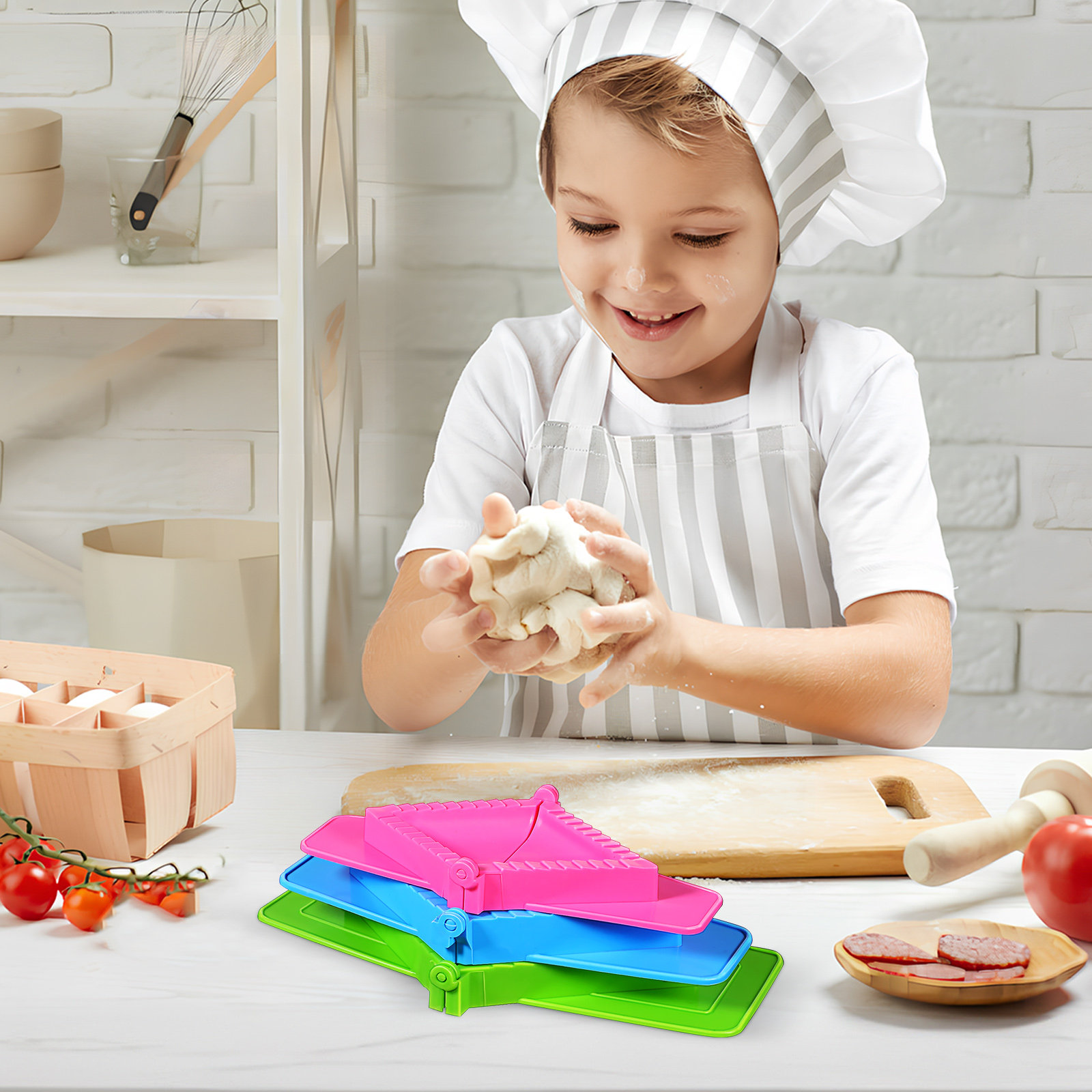 Dumpling Press Set - 3-teiliges Teigtaschen-Formen-Set aus Kunststoff, manuelles Teigtaschen-Presswerkzeug