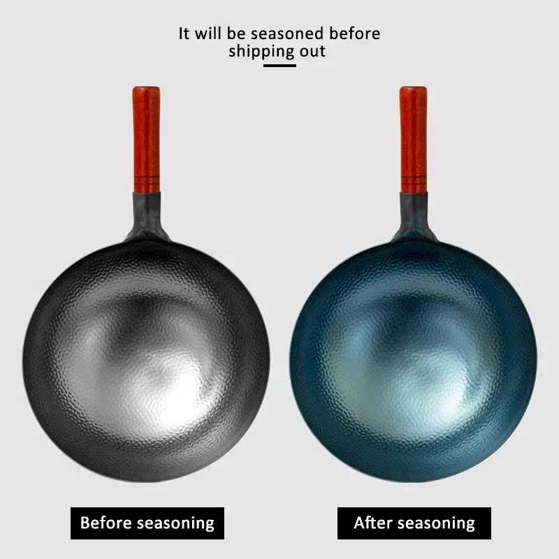 Cast Iron Corn - Traditioneller handgefertigter Eisen-Wok, echter Hammer-Wok, traditioneller