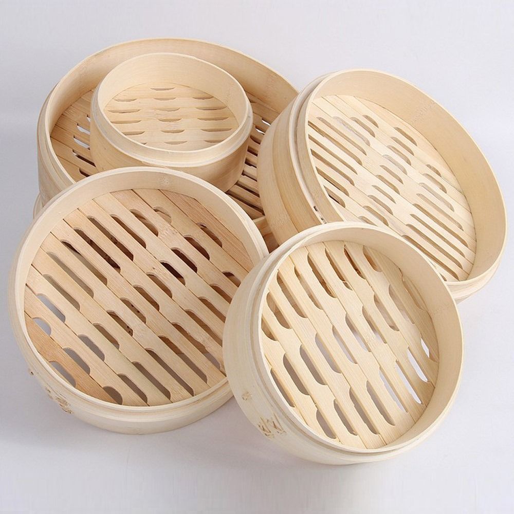 Bao Steamer Bamboo - Chinesischer Dampfgarer aus Bambus mit Deckel,