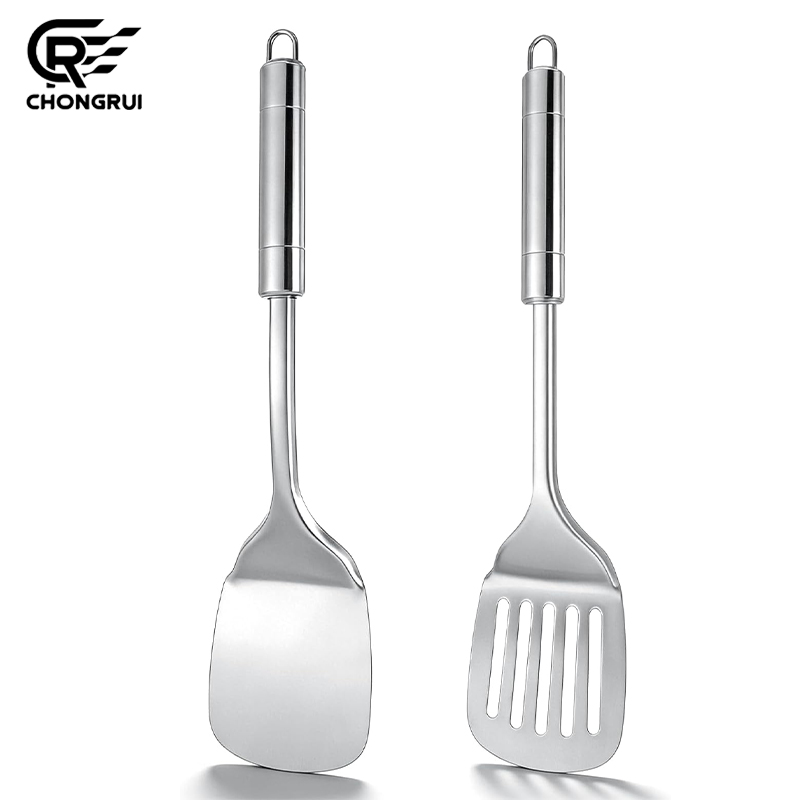 Okonomiyaki Spatula - Edelstahl-Wender mit langem Griff, geschlitzte Schaufel,