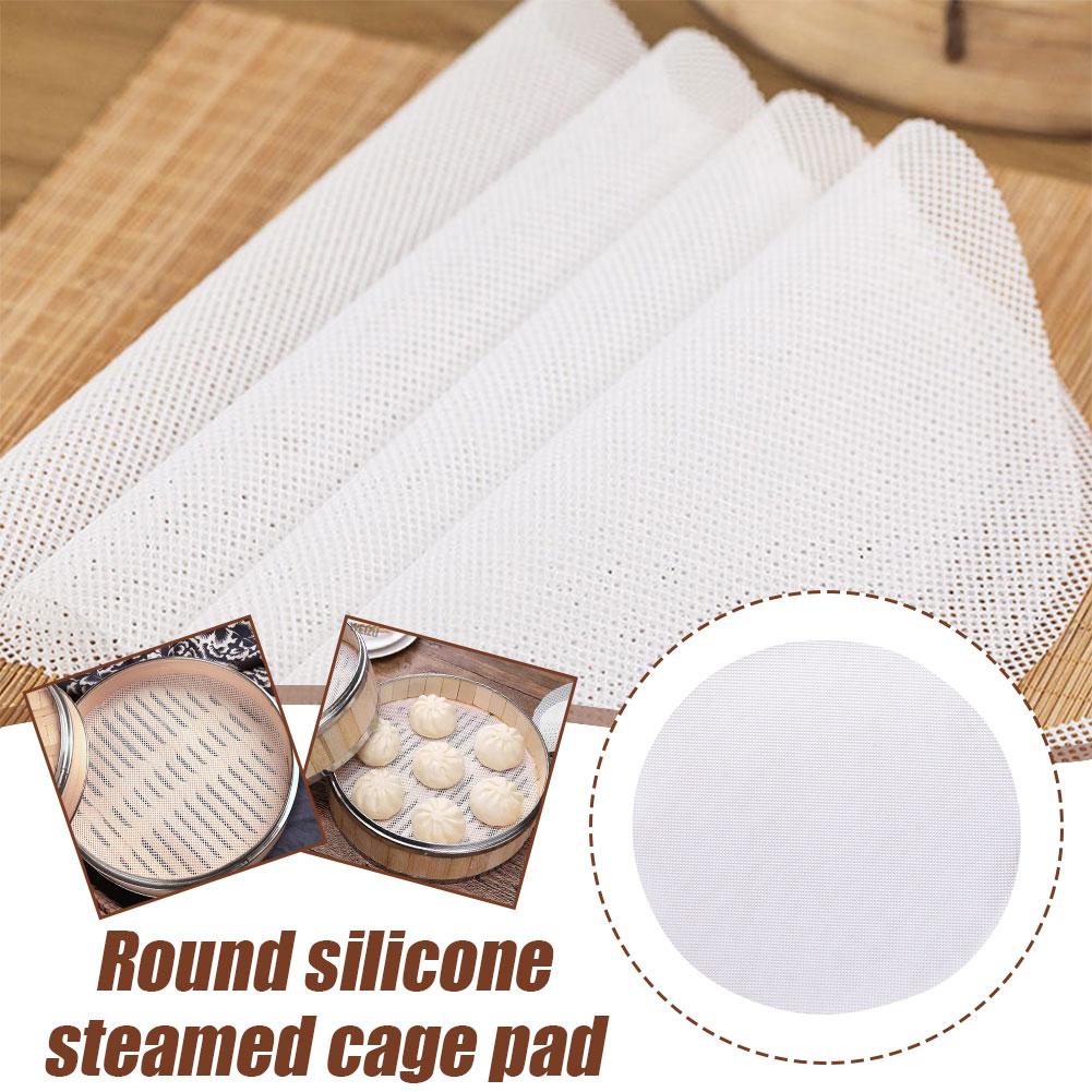 Bao Steamer Bamboo - Silikon-Bambus-Dampfgarer-Einlagen, antihaftbeschichtet, wiederverwendbare Netzmatten für Knödel,