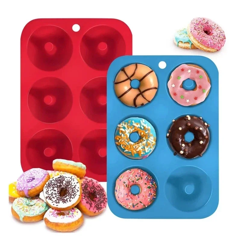 Donut Mold Silicone - 1/2 Stück Silikon-Muffins-Donut-Form, 6 Löcher, Backform,