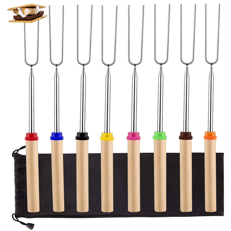 Hot Dog Press - 8-teiliges Grillspieß-Set aus Edelstahl, Ausziehbare Marshmallow-Röstspieße,