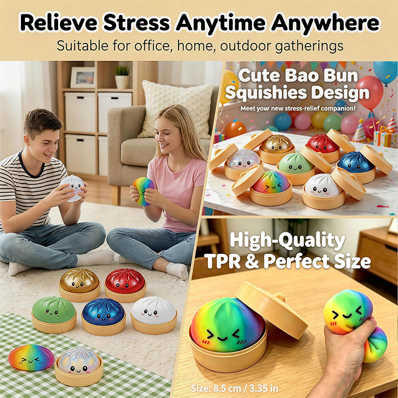 Bao Steamer Bamboo - Bao Bun Squishy Spielzeug mit Bambus-Dampfgarer,