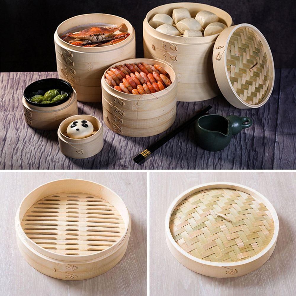 Bao Steamer Bamboo - Chinesischer Dampfer Bambus dampfer mit Deckel