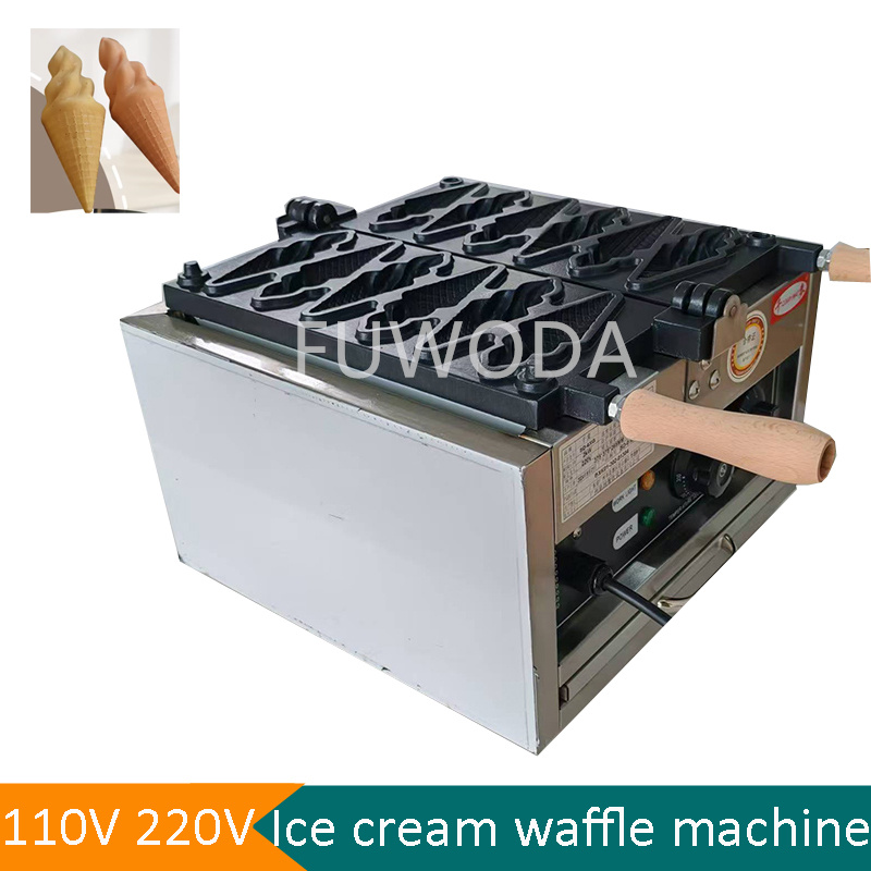 Waffle Cone Maker - Elektrische Eiswaffel-Maschine für 6 Stück zum