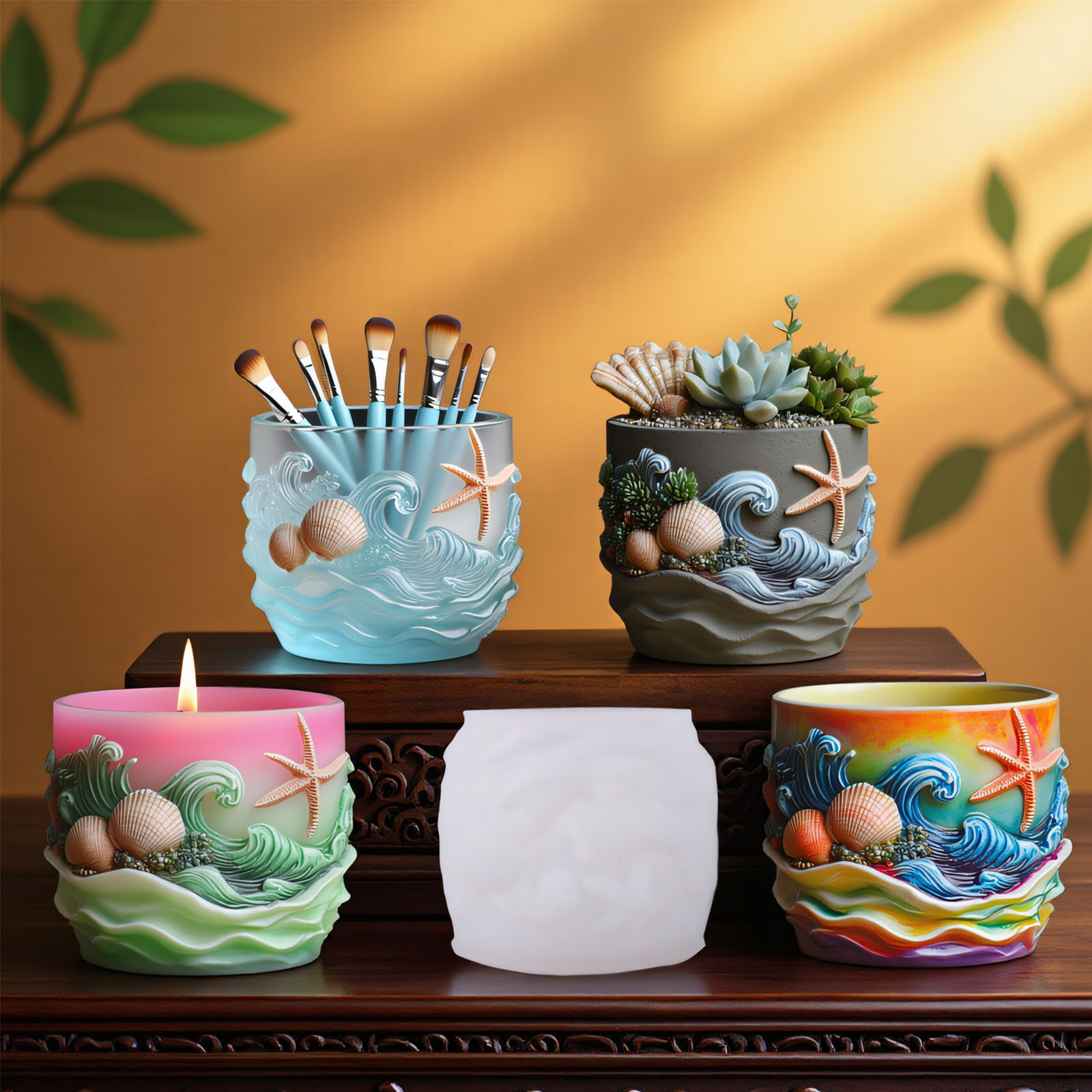 Potsticker Mold - Marine Life Relief Sukkulente Blumentopf Harz