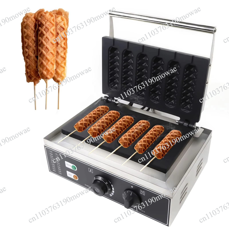 Corn Dog Stick - 6-teilige Antihaft-Waffelmaschine aus Edelstahl, Waffelbar-Maschine, Corn-Dog-Waffelmaschine