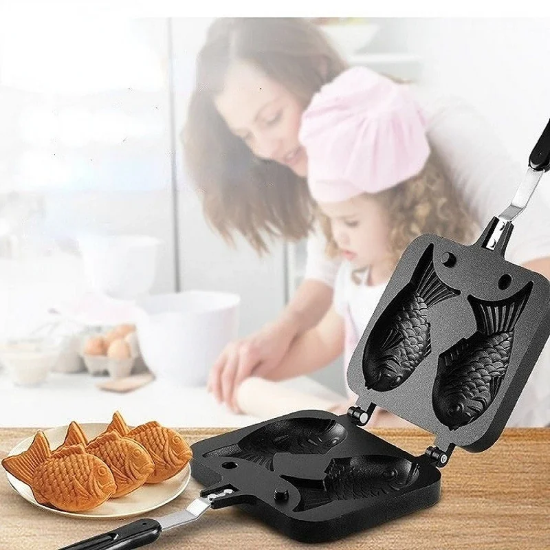 Egg Waffle Pan - Küche Japanische Taiyaki Doppel Fisch Geformt