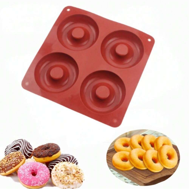 Donut Mold Silicone - 1 STÜCK 4 Löcher Donut Silikonform